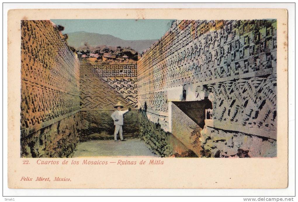 AMERICA MEXICO BATHROOMS MOSAICS - RUINS OF MITLA OLD POSTCARD - Mexico