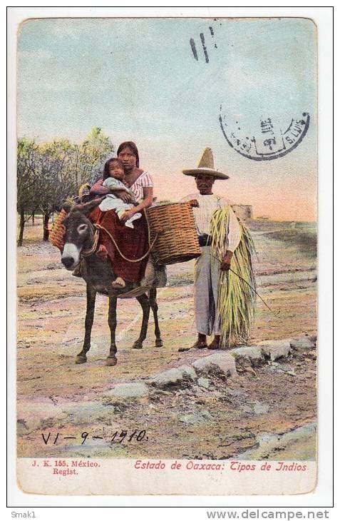 AMERICA MEXICO STATE OF OAXACA TYPES OF INDIANS Nr. 155 OLD POSTCARD 1910. - Mexico