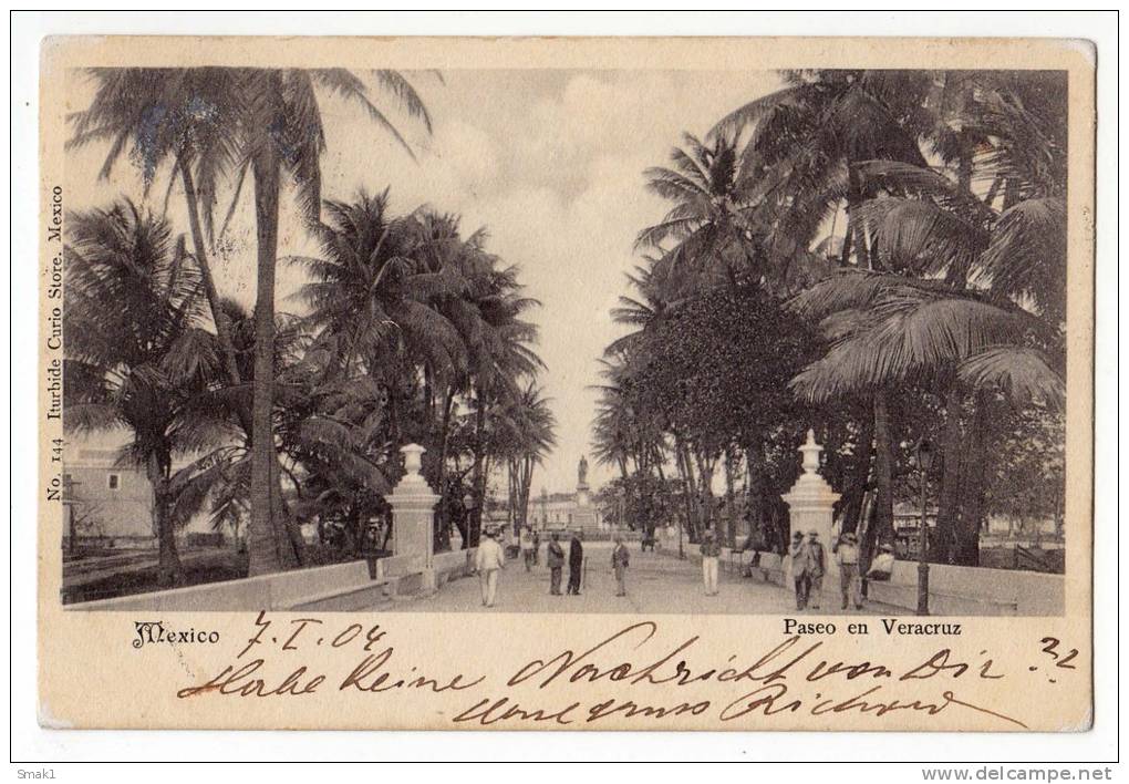 AMERICA MEXICO WALK IN VERACRUZ Nr. 144 OLD POSTCARD 1904. - Mexico