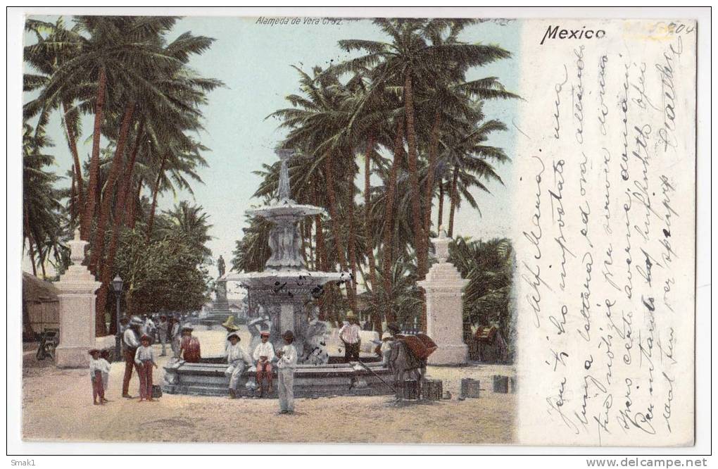 AMERICA MEXICO ALAMEDA DE VERA CRUZ OLD POSTCARD 1904. - Mexico