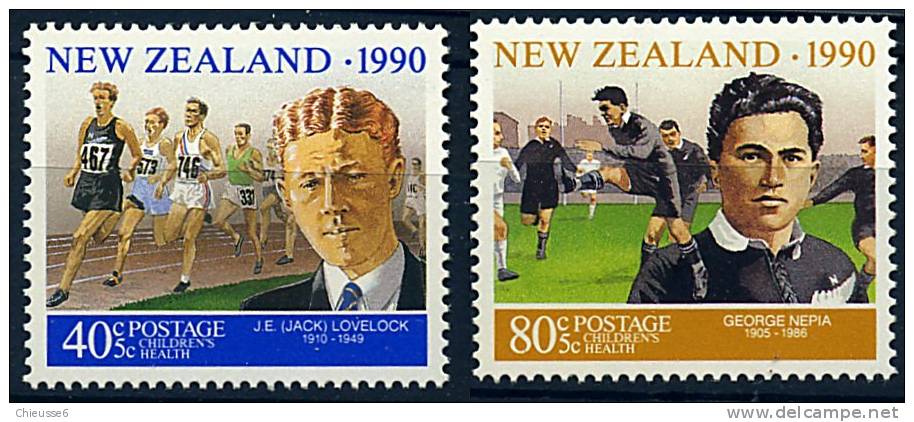 Nelle Zélande ** N° 1076/1077 - Sportifs Néo-zélandais Célèbres (course, Rugby) - Ongebruikt