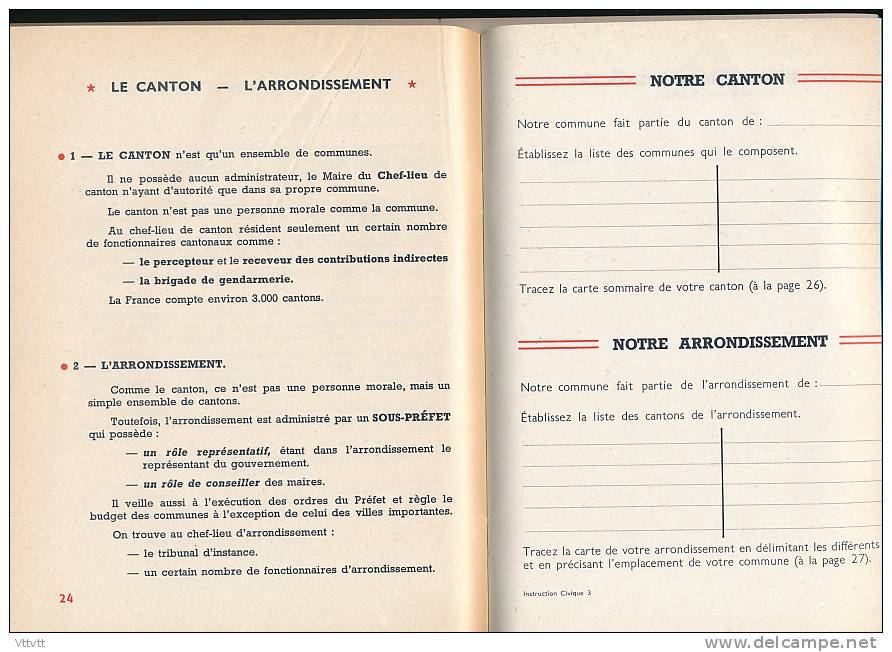 CAHIER D'INSTRUCTION CIVIQUE (1966), G. Bouteiller, Delagrave, 80 pages, Poissy, Yvelines, Excellent état...