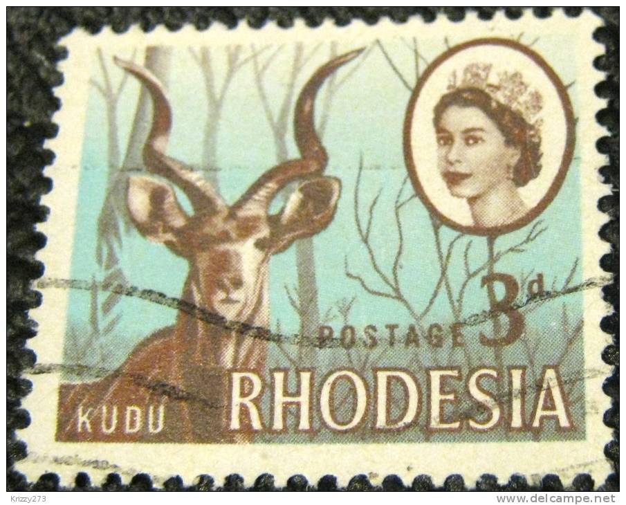 Rhodesia 1966 Kudu 3d - Used - Rhodésie (1964-1980)