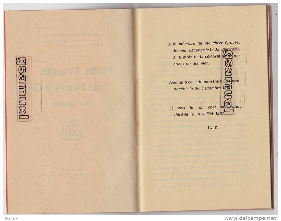 85 - CHALLANS - CONSTANT PINAUD. Notre Voyage De Noces D´Or (6-17 Août 1961). Imprimerie H. PINAUD Challans 1971. - Pays De Loire