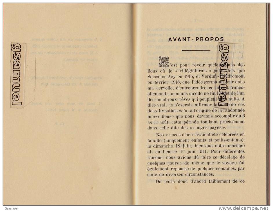 85 - CHALLANS - CONSTANT PINAUD. Notre Voyage de Noces d´Or (6-17 Août 1961). Imprimerie H. PINAUD Challans 1971.