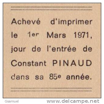 85 - CHALLANS - CONSTANT PINAUD. Notre Voyage de Noces d´Or (6-17 Août 1961). Imprimerie H. PINAUD Challans 1971.