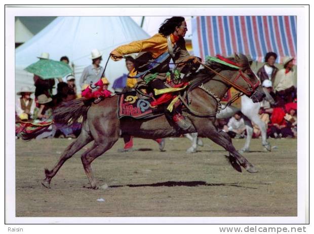 Asie Kham East Tibet Khampa Rider Litang Tibetan Horse Festival Carte Maxi Glacée R/v  TBE - Tíbet