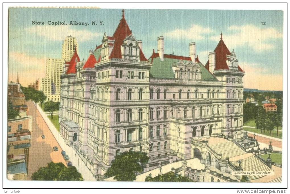 USA, State Capitol, Albany, NY, 1949 Used Linen Postcard [13046] - Albany