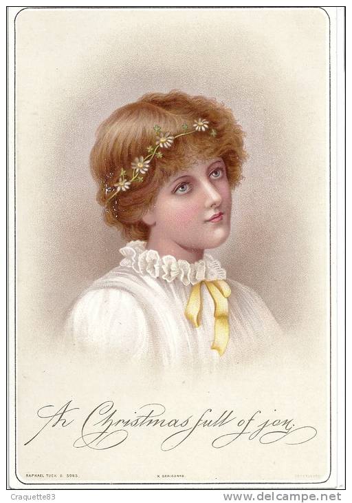 MERRY CHRISTMAS    A Christmas Full Of ..  Jeune Fille Fleurs Blanches16 X 11 - New Year