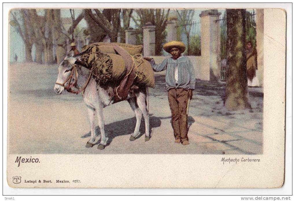 AMERICA MEXICO BOY CARBONERO LATAPI&BERT Nr. 6372 FOLDED CORNER OLD POSTCARD - Mexico