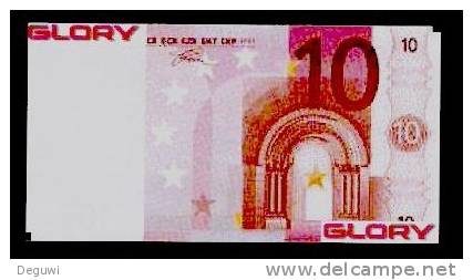 Test Note "GLORY" Typ C, 10 EURO, Testnote, Beids. Druck, RRR, UNC, Ohne SPECIMEN, Mit Serial No. - Other & Unclassified