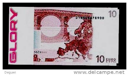 Test Note "GLORY" Typ C, 10 EURO, Testnote, Beids. Druck, RRR, UNC, Ohne SPECIMEN, Mit Serial No. - Other & Unclassified