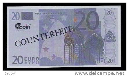 Test Note "CT Coin" Testnote, 20 EURO, Beids. Druck, RRR, UNC - Other & Unclassified