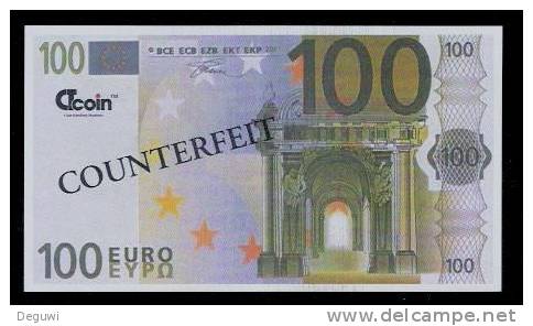 Test Note "CT Coin" Testnote, 100 EURO, Beids. Druck, RRR, UNC - Other & Unclassified