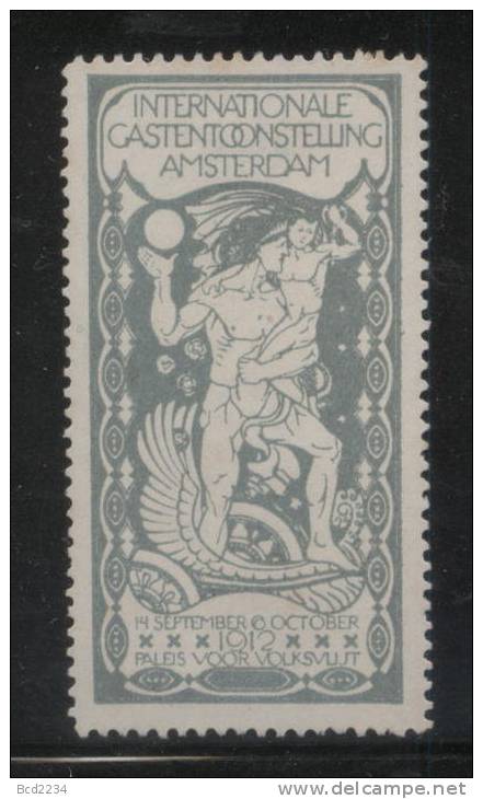 HOLLAND NETHERLANDS 1912 AMSTERDAM INTERNATIONAL GAS LIGHTING EXHIBITION GREY POSTER STAMP UNCOMMON - Gaz