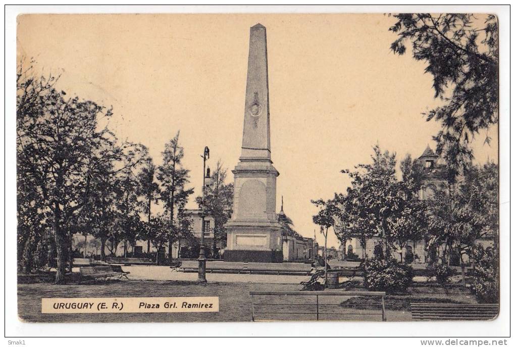 AMERICA URUGUAY GRL. RAMIREZ SQUARE THE MONUMENT OLD POSTCARD 1915. - Uruguay