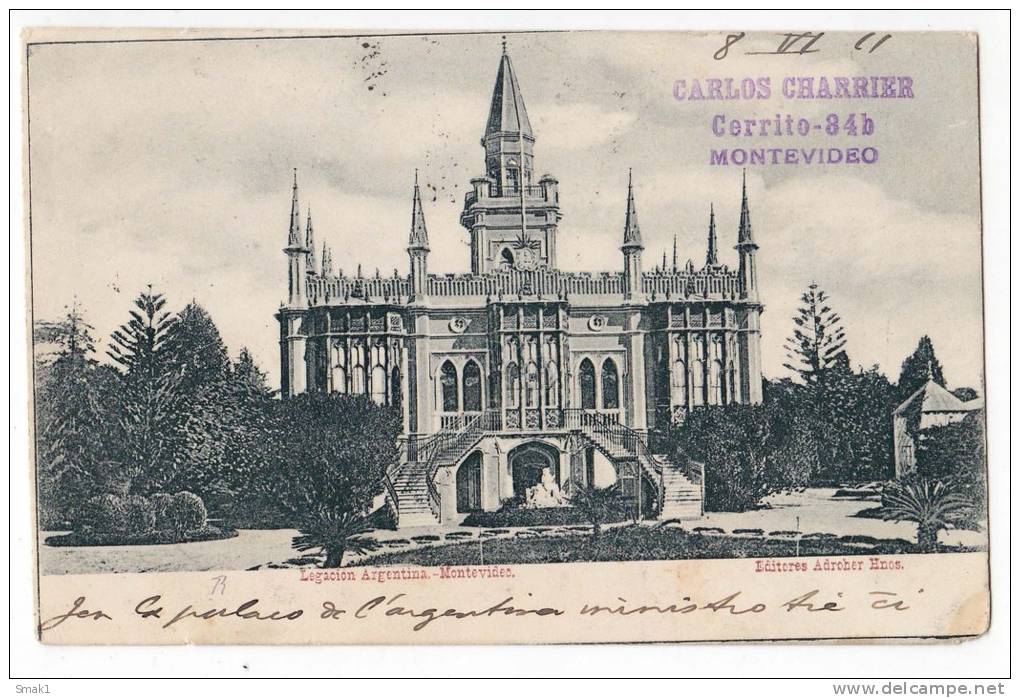 AMERICA URUGUAY MONTEVIDEO ARGENTINA LEGATION OLD POSTCARD 1911. - Uruguay