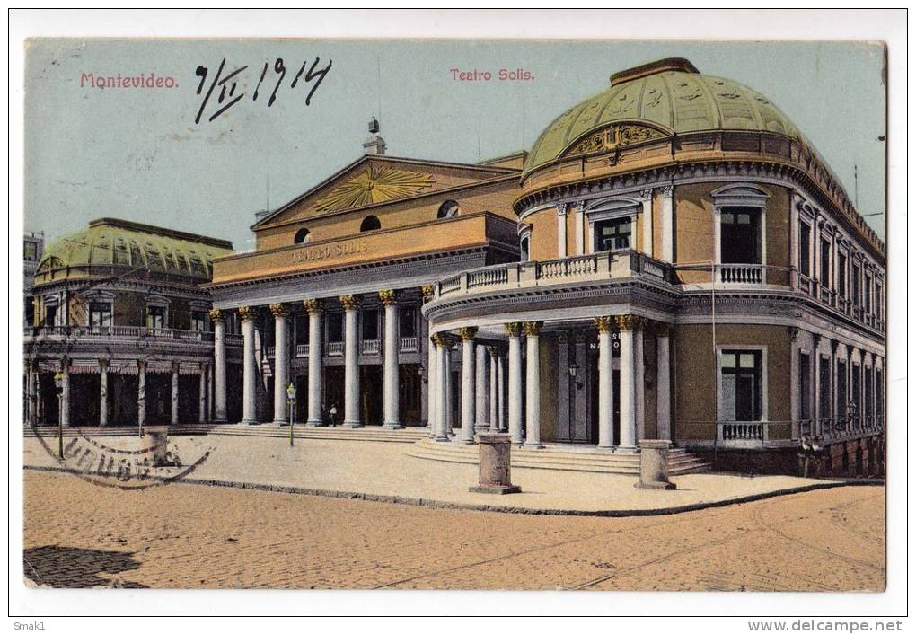 AMERICA URUGUAY MONTEVIDEO THE SOLIS THEATRE OLD POSTCARD 1914. - Uruguay