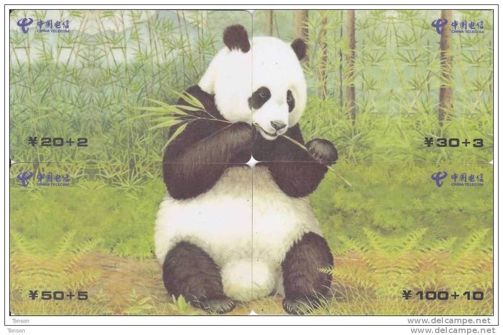 China, 4 Cards Puzzle, Panda, 2 Scans. - Puzzle