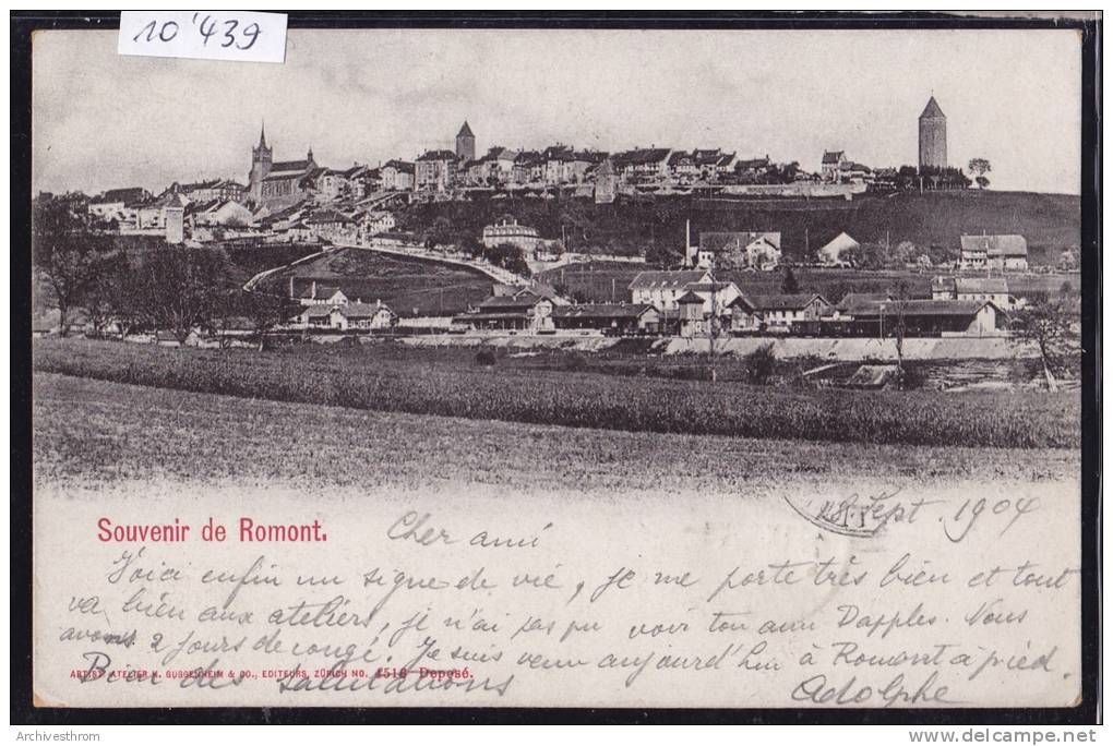 Souvenir De Romont - Vue De La Ville En 1904 (10´439) - Romont