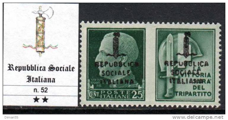 ITALY - R.S.I. - Propaganda Guerra N. 52 - Cat. 175 Euro - GOMMA INTEGRA - MNH**- LUXUS POSTFRISCH - Propaganda Di Guerra