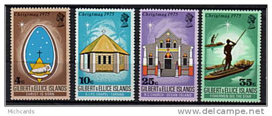 GILBERT Et ELLICE 1975 - Noel (Eglises Protestante Catholique Nativite - Serie Neuve Sans Charniere (Yvert 244/47) - Gilbert & Ellice Islands (...-1979)