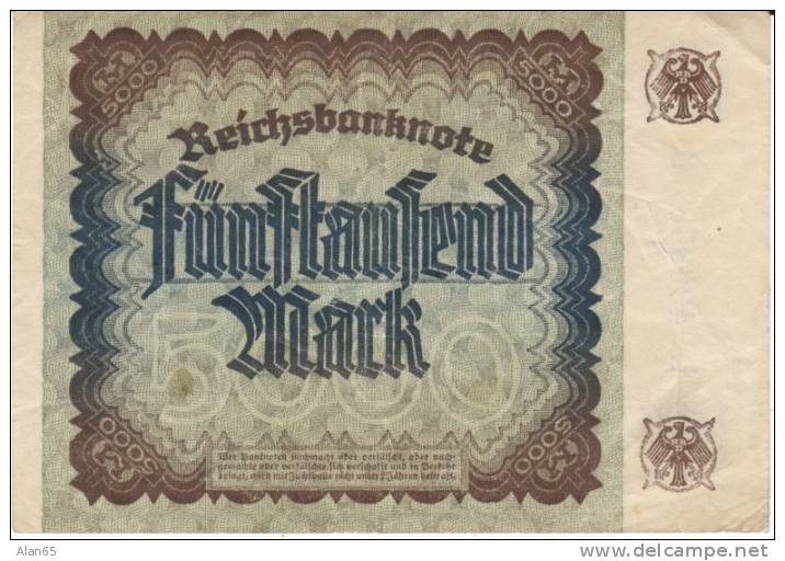 #81c Germany 5000 Marks 2.12.1922 Banknote Currency - 5000 Mark