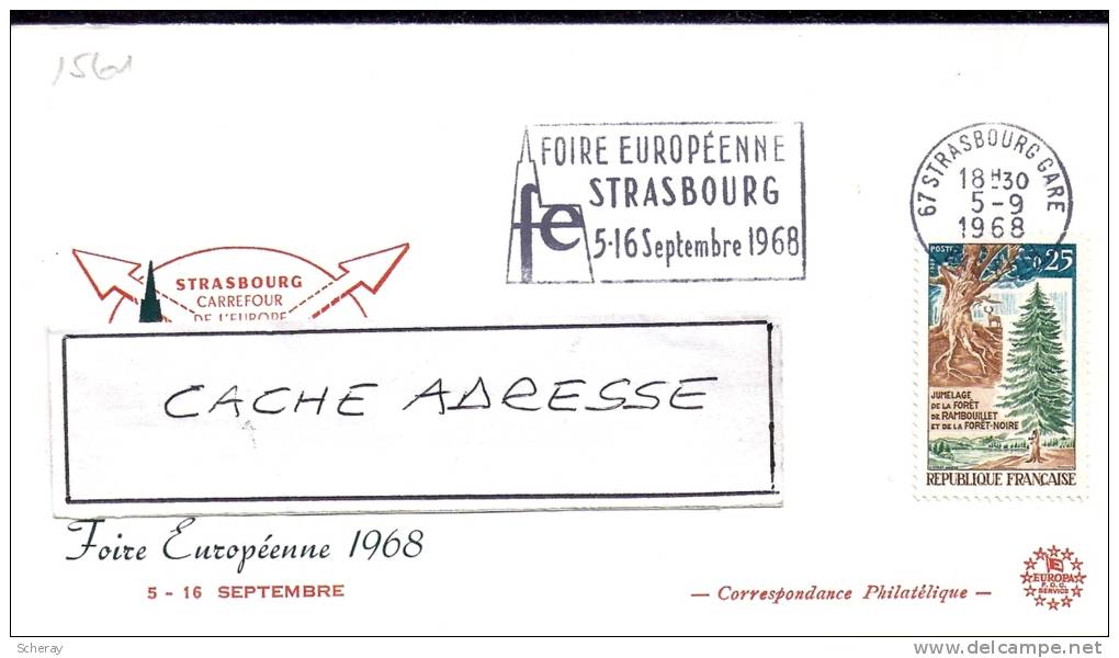 YT  1561 SSL FRANCE OBL STRASBOURG 5/9/68 + FL FOIRE EUROPEENNNE 1968 - 1961-....