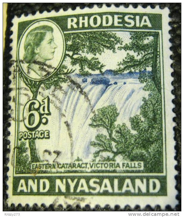 Rhodesia And Nyasaland 1959 Eastern Cataract Victoria Falls 6d - Used - Rhodesia & Nyasaland (1954-1963)