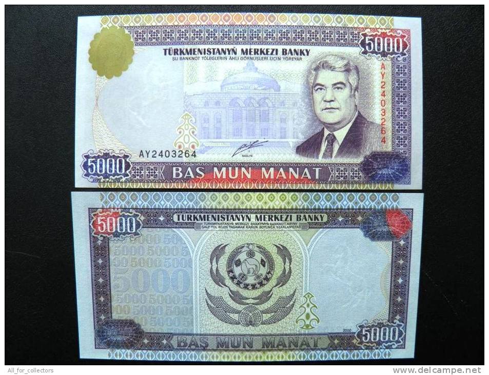 UNC Banknote From Turkmenistan 5000 Manat #12b 2000, President Arms $12 - Turkménistan