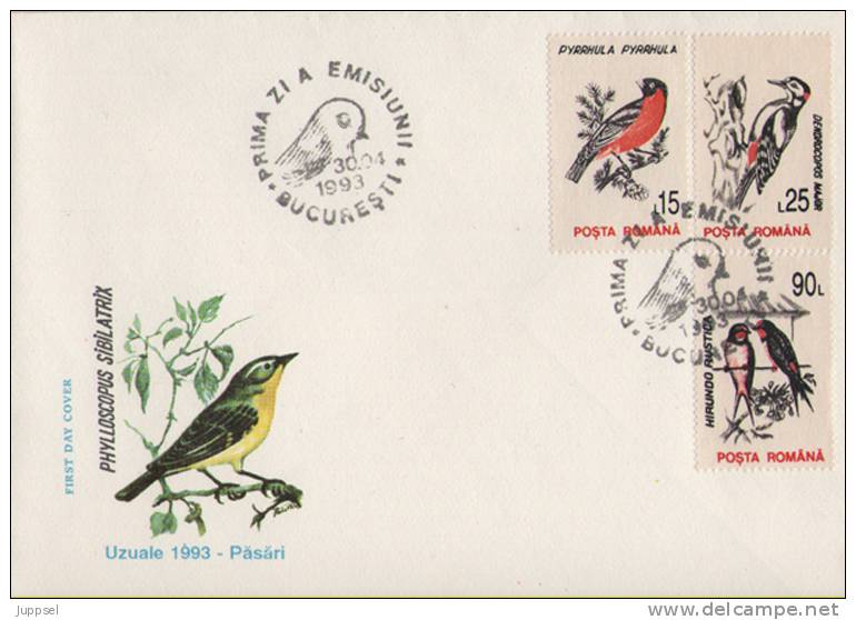 FDC  ROMANIA / ROUMANIE  1993  Birds / Oiseaux - Autres & Non Classés