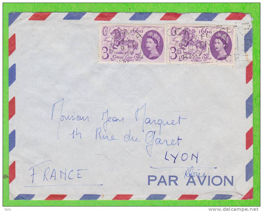 Sur Enveloppe - GRANDE BRETAGNE - 2 Timbres - Storia Postale