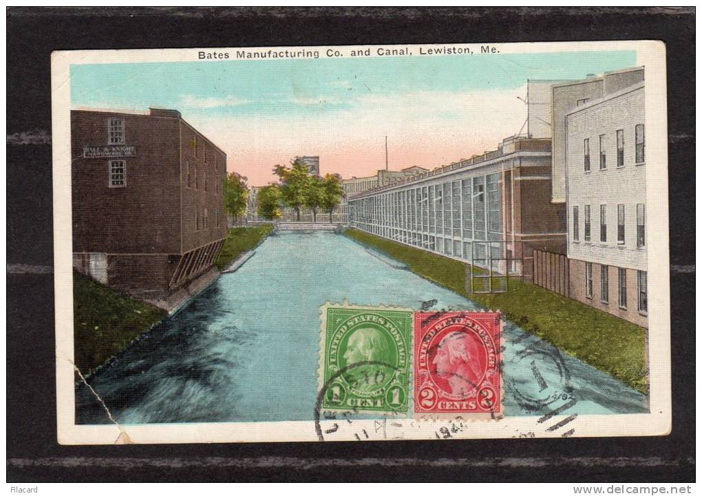 34355      Stati  Uniti,  Me. -  Lewiston  -  Bates  Manufacturing  Co.  And  Canal,  VG  1927 - Lewiston