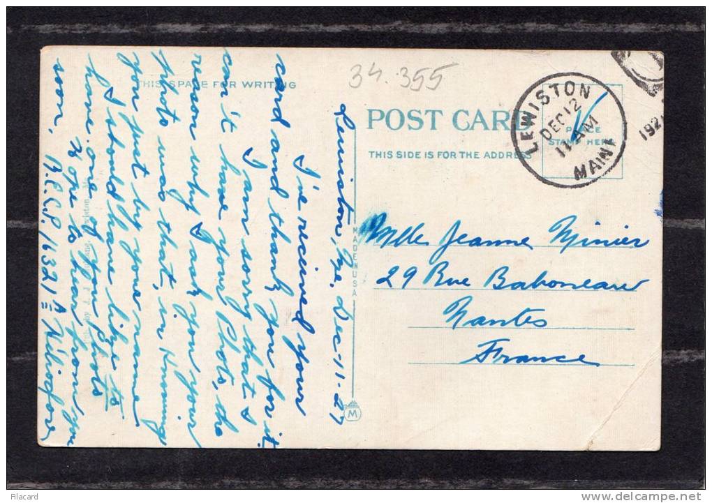 34355      Stati  Uniti,  Me. -  Lewiston  -  Bates  Manufacturing  Co.  And  Canal,  VG  1927 - Lewiston