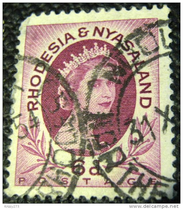 Rhodesia And Nyasaland 1954 Queen Elizabeth II 6d - Used - Rhodesia & Nyasaland (1954-1963)