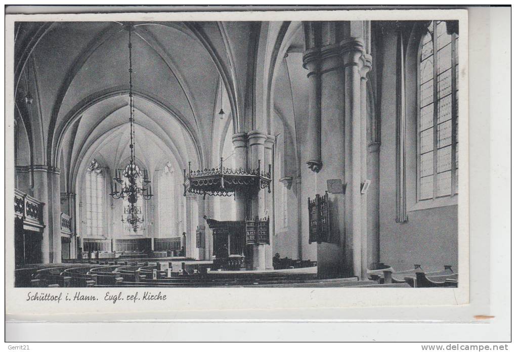 4443 SCHÜTTORF, Engl. Ref. Kirche, Innenansicht 1953 - Bentheim