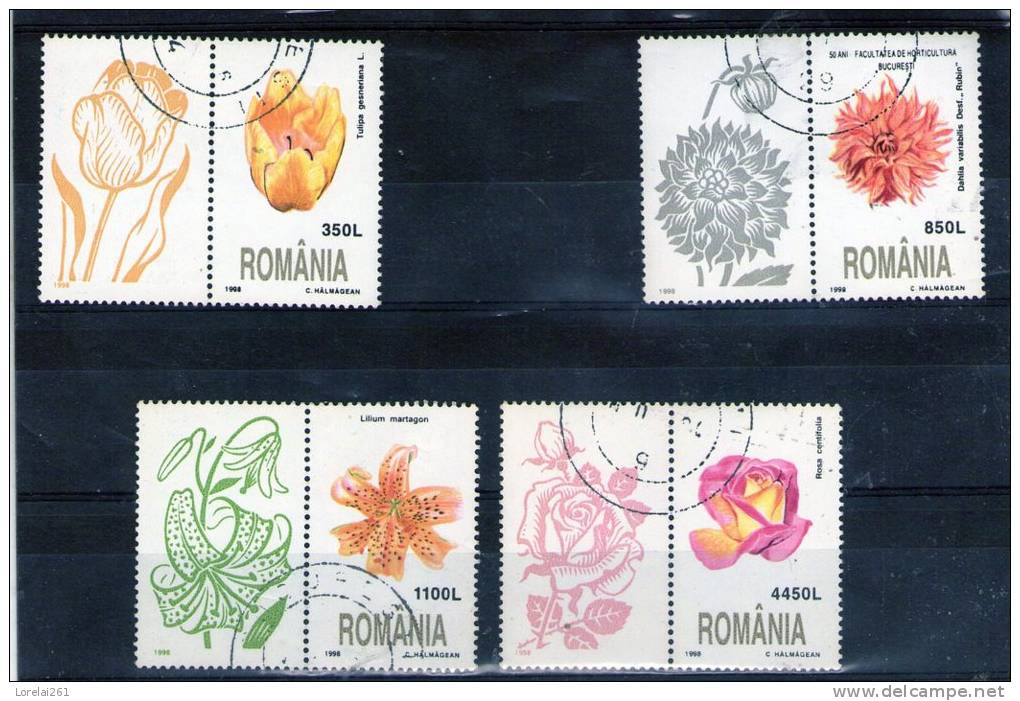1998 - Fleurs  Mi No 5348/5351 Et Yv No 4479/4482 Avec Vignette - Gebraucht