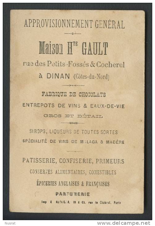 Côtes Du Nord, Dinan, Jolie Chromo Pierrot & Colombine, L'enlèvement De Colombine Dans Une Montgolfière - Autres & Non Classés