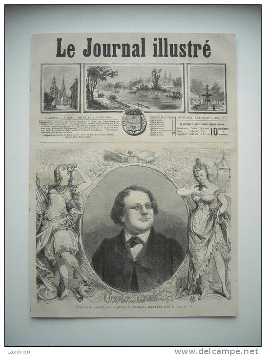 GRAVURE 1868. VUE DE LA VILLE DE POISSY, SEINE-ET-OISE. M. CHARLES MONSELET, CHRONIQUEUR. - Estampes & Gravures