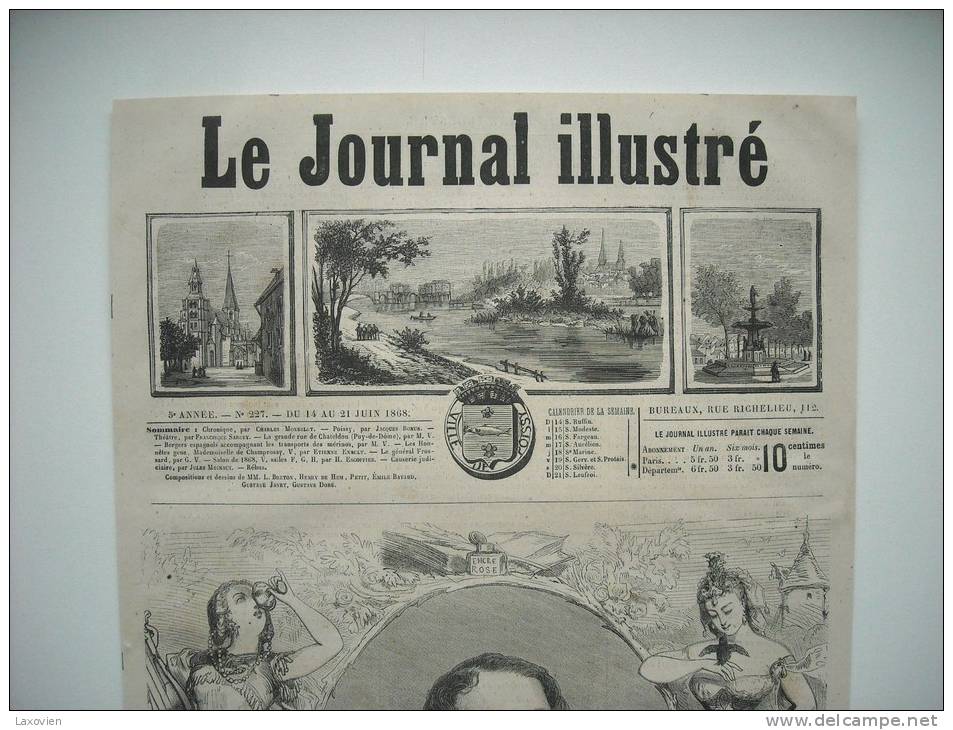 GRAVURE 1868. VUE DE LA VILLE DE POISSY, SEINE-ET-OISE. M. CHARLES MONSELET, CHRONIQUEUR. - Estampes & Gravures