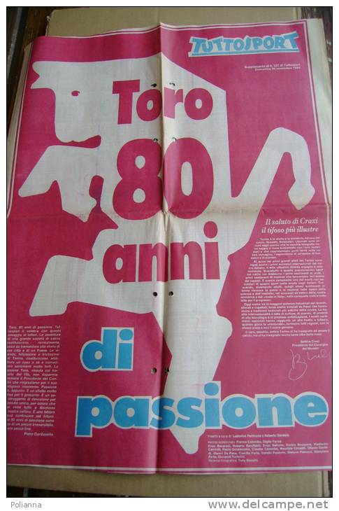 PBK/42 TORINO CALCIO - TORO 80 ANNI DI PASSIONE Suppl. Tutto Sport 1986 - Deportes