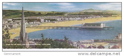 WESTON SUPER MARE - GRAND PIER AND BEACH. PANORAMIC LGE. CARD - Weston-Super-Mare