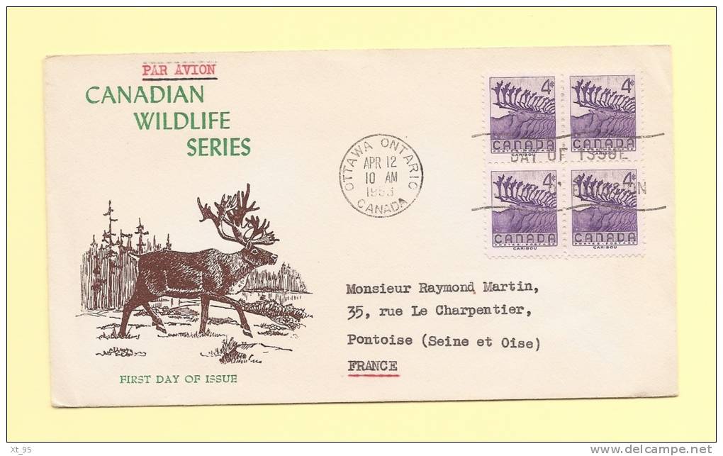 FDC - Preservation De La Faune Sauvage - Caribous - 1956 - 1952-1960