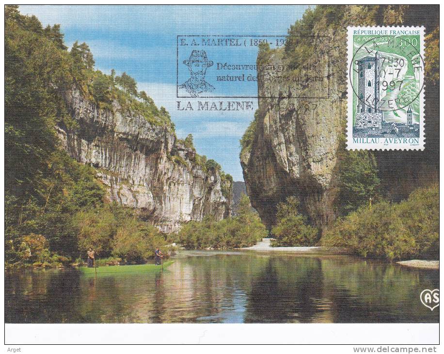 CARTE  MAXIMUM  FRANCE  N° Yvert  3079 (MILLAU - Gorges Du Tarn) Obl Sp FLAMME Ill La Malène (Ed Apa-Poux 146) - 1990-1999