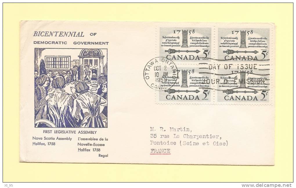 FDC - Assemblee De La Nouvelle Ecosse - 1958 - 1952-1960