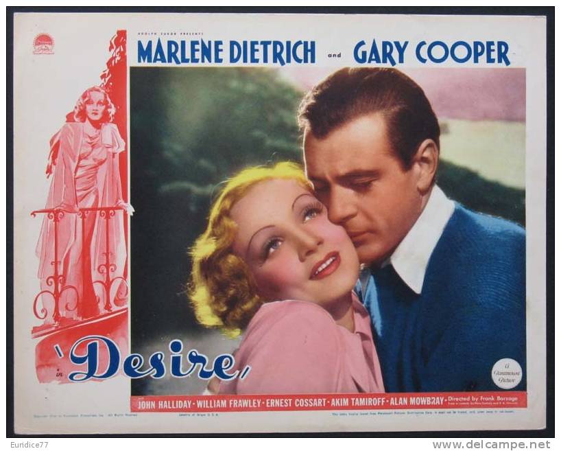 Cartel Affiche Poster DESIRE Movie Poster (1936) Size: Lobby Card (11x14) REPRODUCTION - Afiches