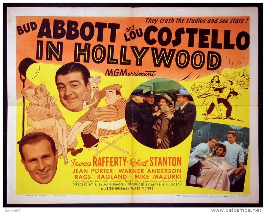 Cartel Affiche Poster ABBOTT AND COSTELLO IN HOLLYWOOD (aka Bud Abbott And Lou Costello In Hollywood)Size:22x28 REPRODUC - Afiches