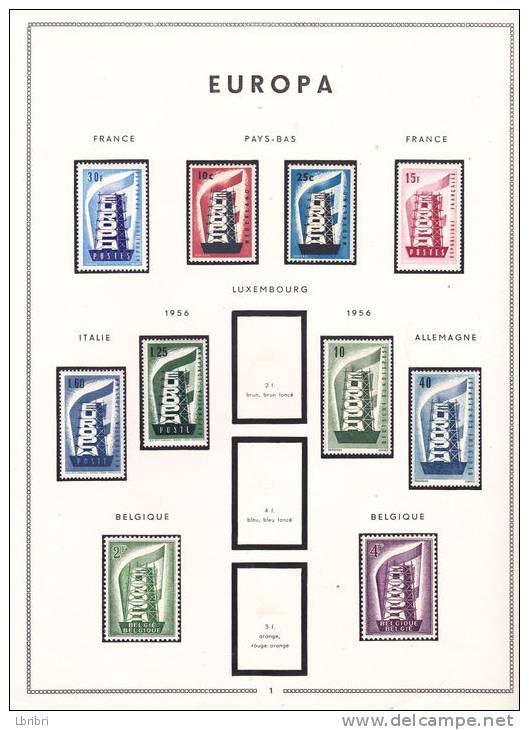 EUROPA ANNÉE 1956 SAUF LUXEMBOURG NEUF AVEC CHARNIERE - 1956