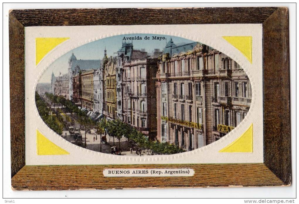 AMERICA ARGENTINA BUENOS AIRES THE MAYO AVENUE FOTO IN FRAME OLD POSTCARD - Argentina