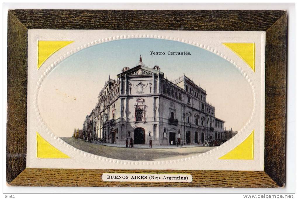 AMERICA ARGENTINA BUENOS AIRES THE CERVANTES THEATRE FOTO IN FRAME OLD POSTCARD - Argentina